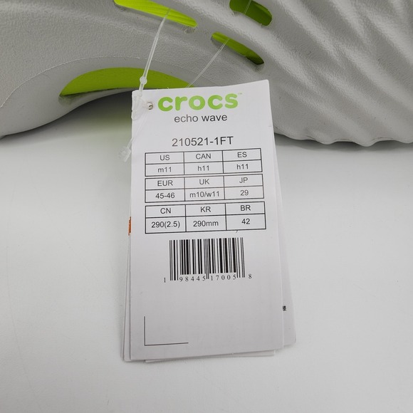 Crocs Echo Wave Mens Size 11 Atmosphere Lime Punch Clog 210521-1FT NEW w/ Tag - Picture 8 of 11